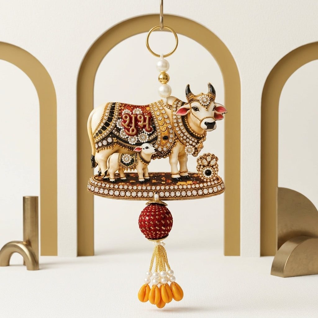 Designer Cow & Calf Wall Hanging Keychain Set