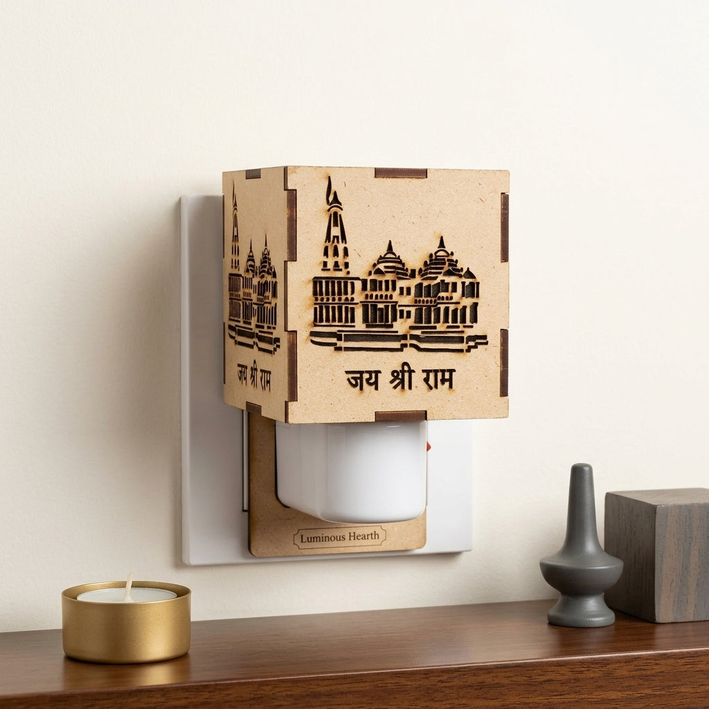 RAM MANDIR WOODEN  NIGHT LAMP